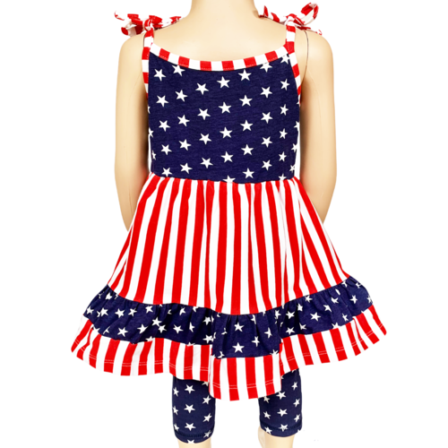Girls 4th Of July, Stars & Striped Dress & Capri Leggings
