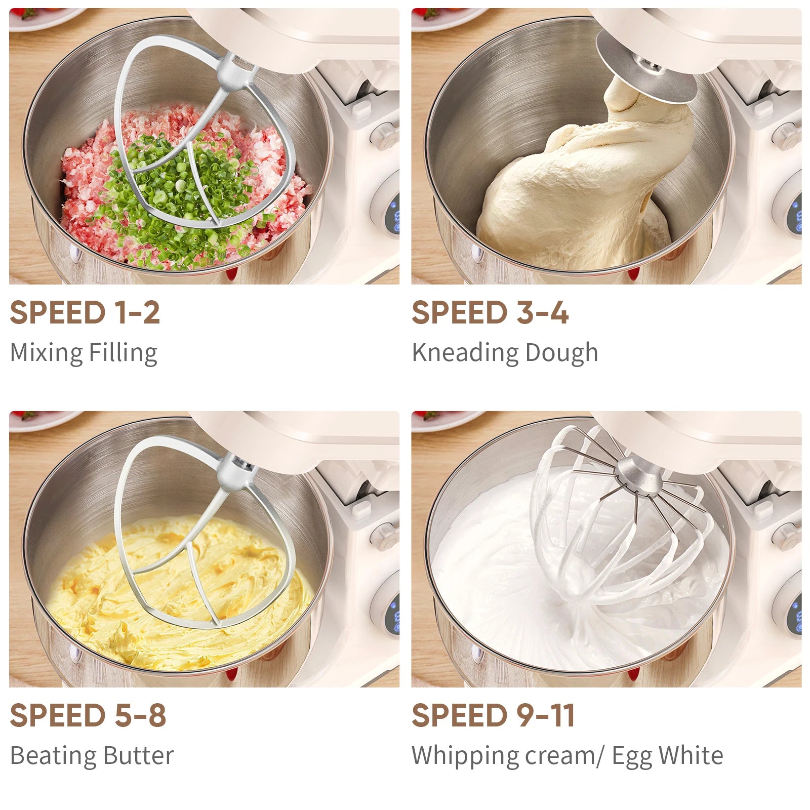 Kitchen Food Stand Mixer, 1200W, 11-Speeds, DC Motor, Digital LED Screen, Electric Food Mixer With Dough Hook, Whisk....56.51% OFF!