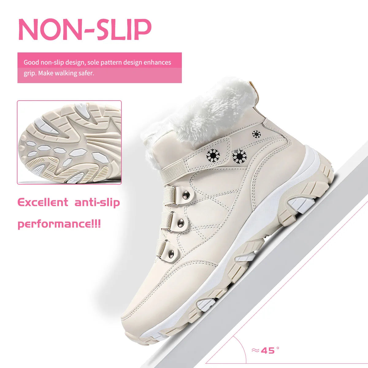 Women's Warm Fur Lined Winter Boots, Comfortable Ankle Booties, Outdoor Hiking Boots.....15% OFF!