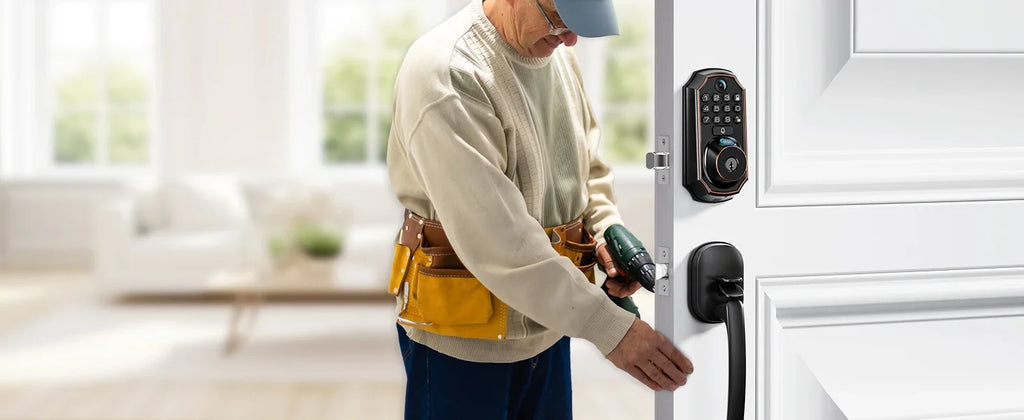 Smart Wi-Fi Keyless Door Lock With Camera, Bluetooth Technology, Users Can Unlock Front Door Lock Via APP Access, Fingerprint, Keypad Code or, Traditional Keys, Camera & Doorbell, 130 Wide Angle Lens, Two Way Microphone & Speaker....63.67 % OFF!