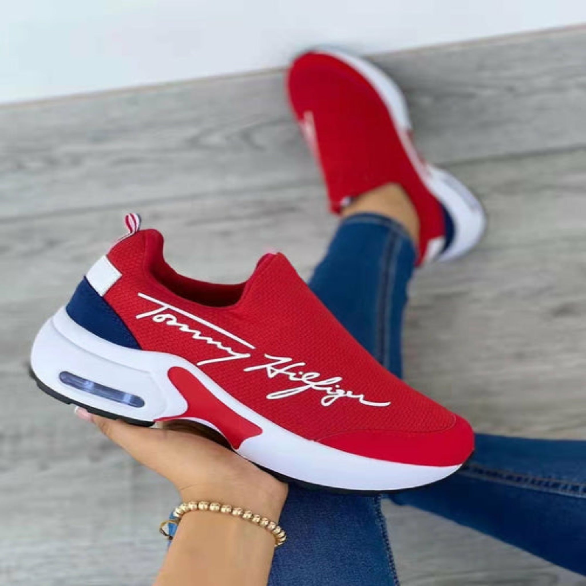 Women's Tommy Hilfiger Fashion, Casual, Breathable, Wedges, Slip On Sneakers.