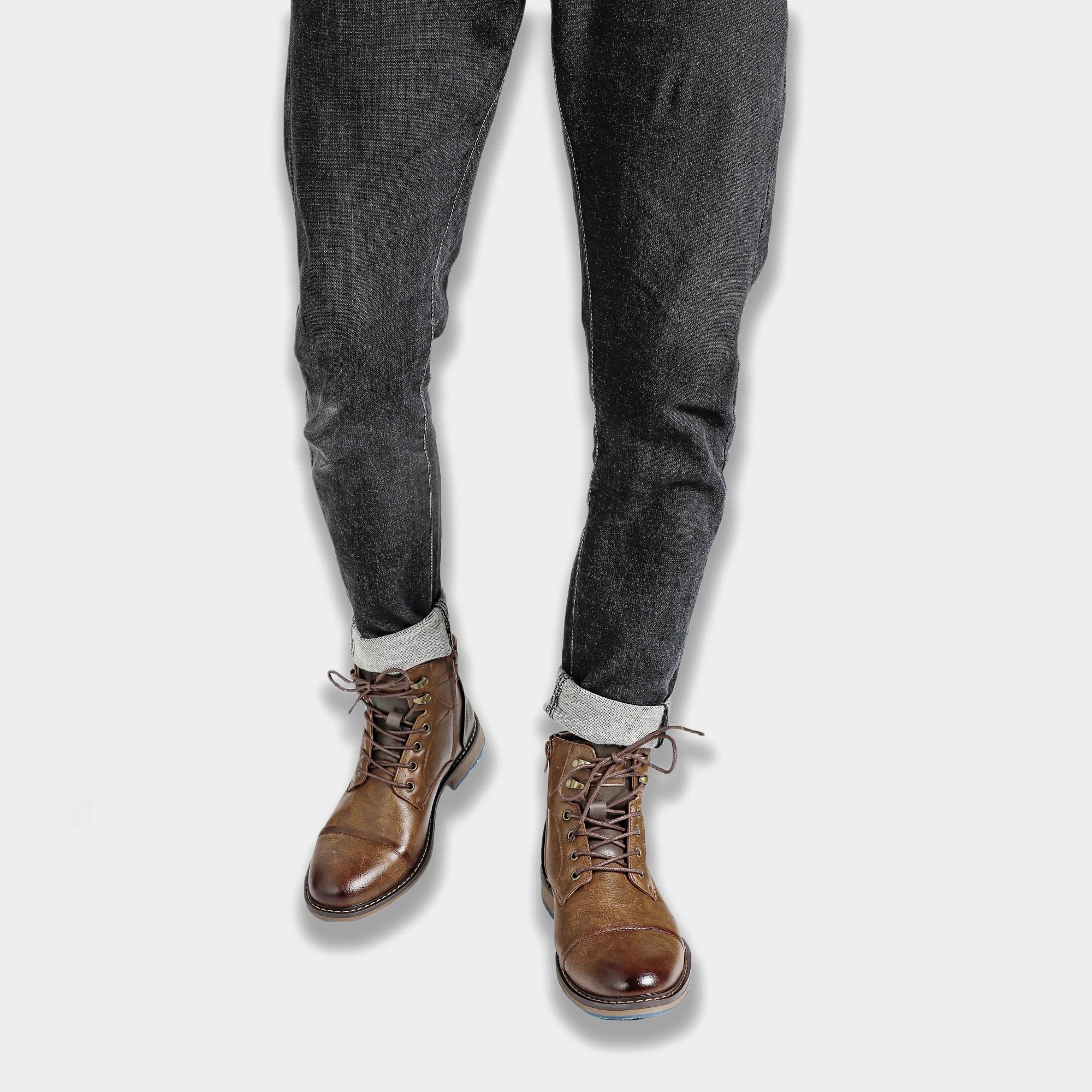 Men's Leather Retro Boots, Ankle High