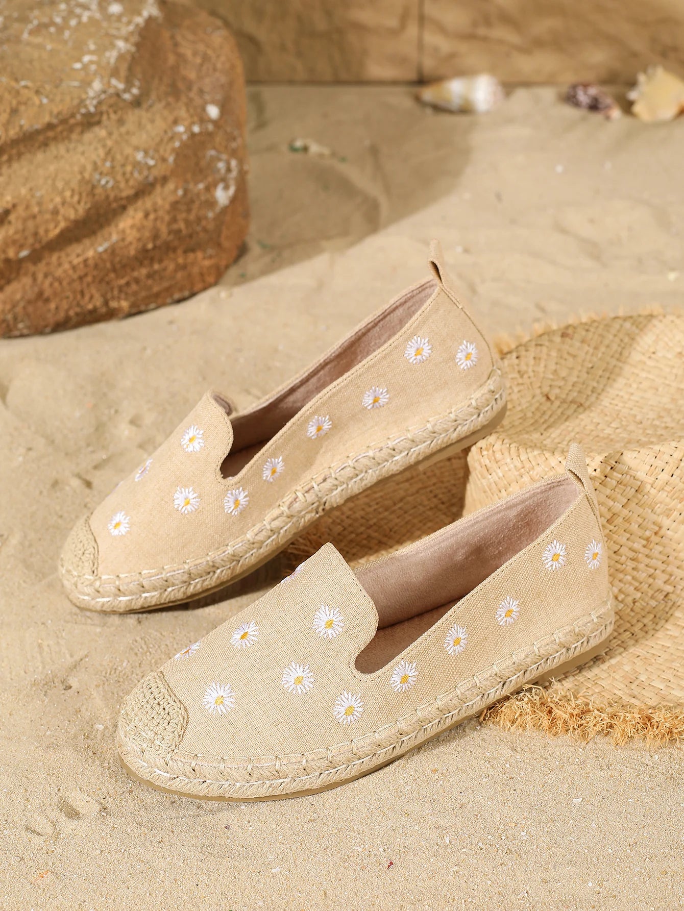Women's Flats. Round Toe Slip Onn's, Beige Breathable Casual Shoes....20% OFF! TRENDING NOW!
