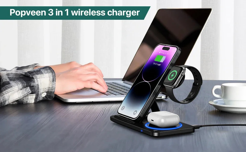 Wireless Charging Stand, 30W- 3 in 1 Fast Wireless Charger Stand, Foldable , Wireless Charging For iPhone 15 14 13 12 11, Apple Watch 9 8 7 6 5, Air Pods Pro. GAINING POPULARITY SINCE 02/07.