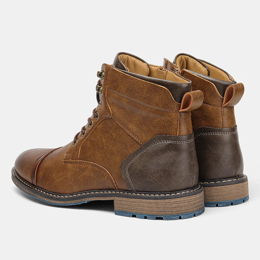 Men's Leather Retro Boots, Ankle High