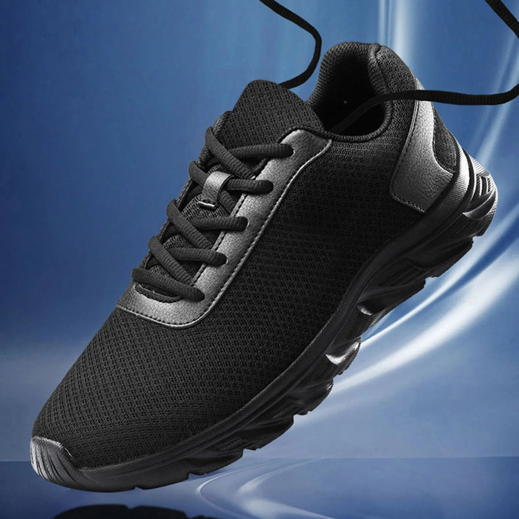 Men's Leather Sneakers, Solid Color, Mesh Breathable Classic Sneakers