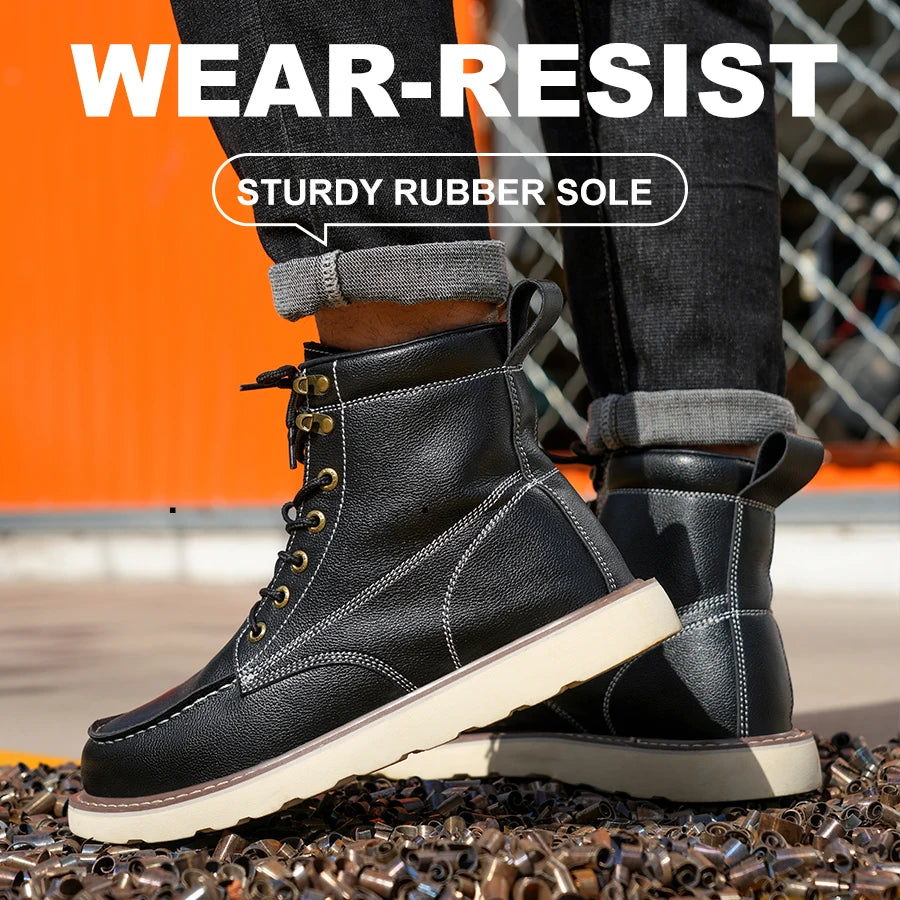 Men's Two Layer Cowhide- Anti-Smash, Anti-Puncture, High Top Safety Boots, OUR BEST SELLING BOOT. CHECK OUT THE PRICE!