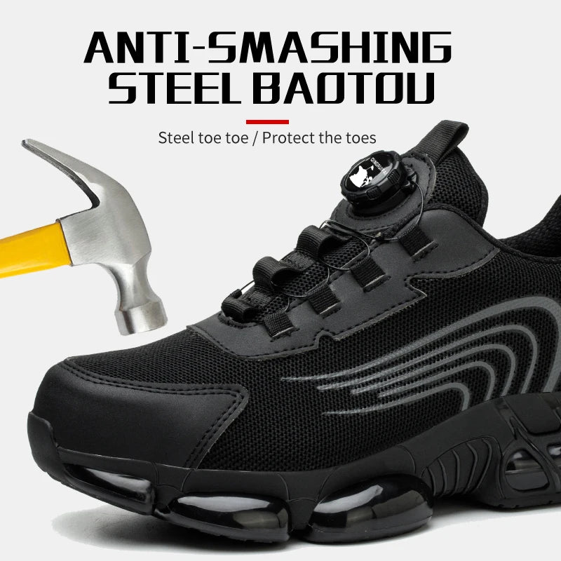 Men's Steel Toe Cap, Non-Lacing, Anti-Impact & Anti-Puncture Casual Work Shoes....50.04% OFF!