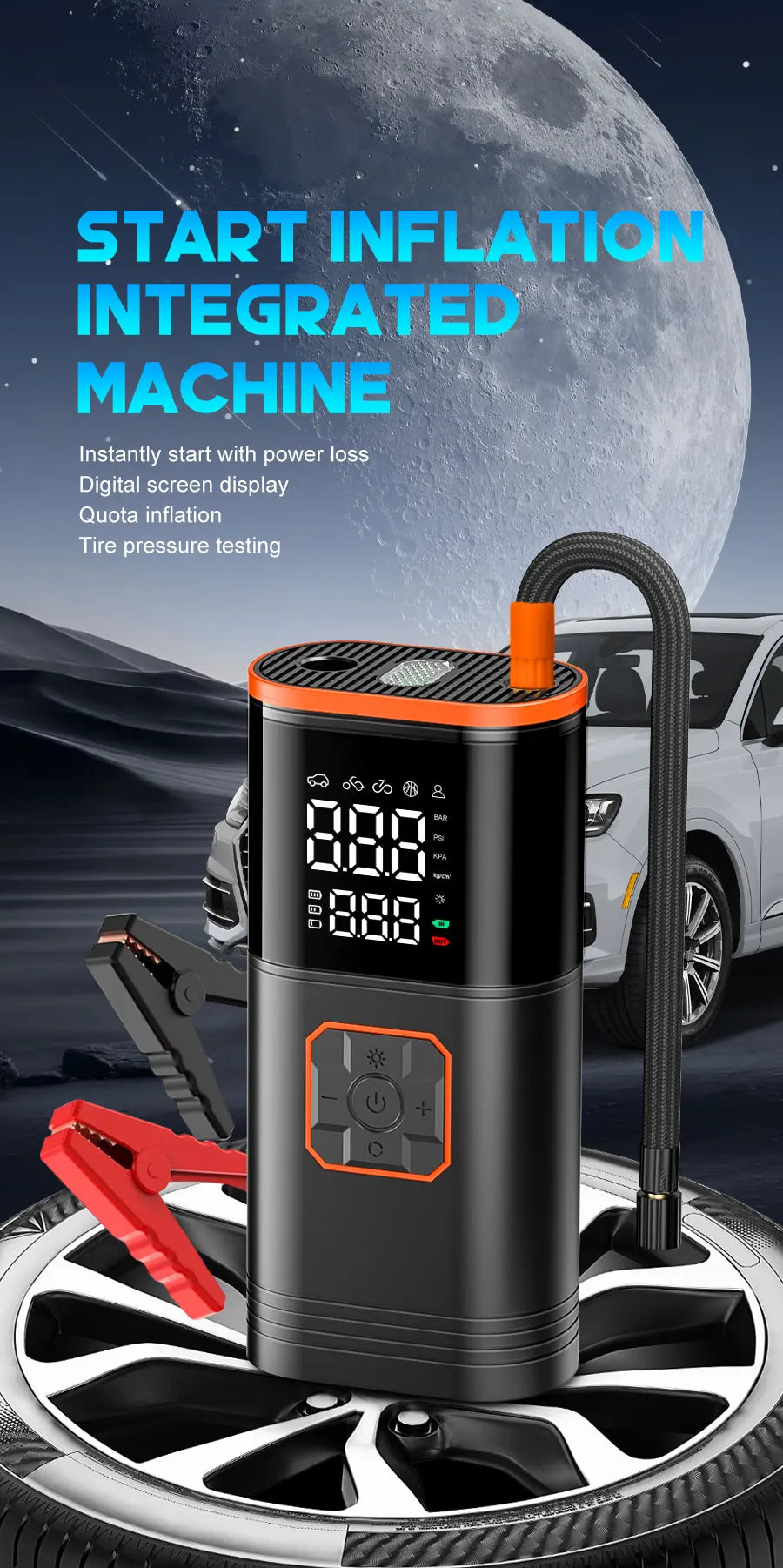 Digital Display Portable Tire Inflater, USB Rechargeable, Air Compressor For Car, Bike, Motorcycle Tires, Balls, Inflatable Toys....23.71% OFF!