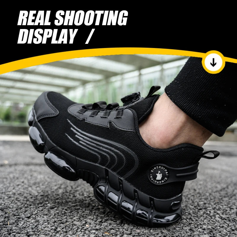 Men's Steel Toe Cap, Non-Lacing, Anti-Impact & Anti-Puncture Casual Work Shoes....50.04% OFF!