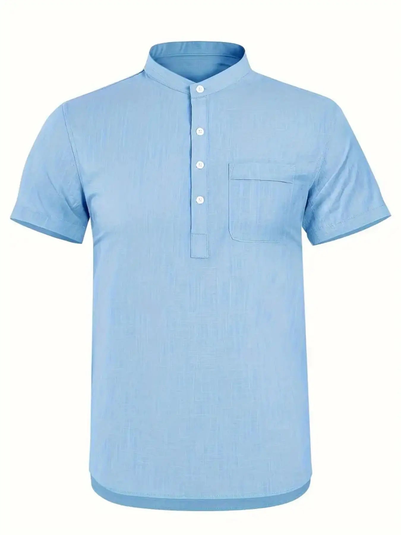 Men's Cotton/Linen Shirt With Pocket, Casual Polo Shirt....20% OFF!