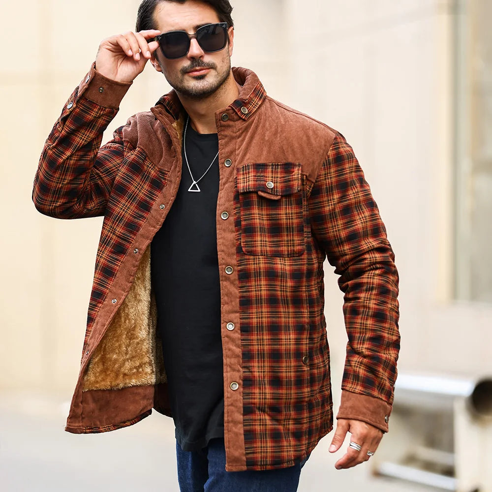 Men's Jacket, Windproof/Warm Bomber Coat, Sherpa Lined Flannel...20% OFF! TRENDING NOW!