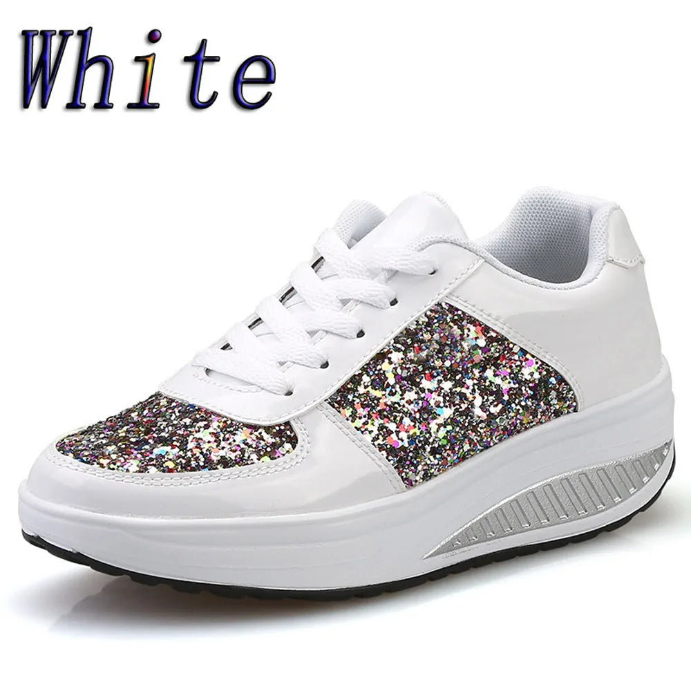 Women's Fashion T-Shoes, Sport Sequins Wedges, Shoe Shake Fashion Running/Walking Sneakers.....20% OFF!