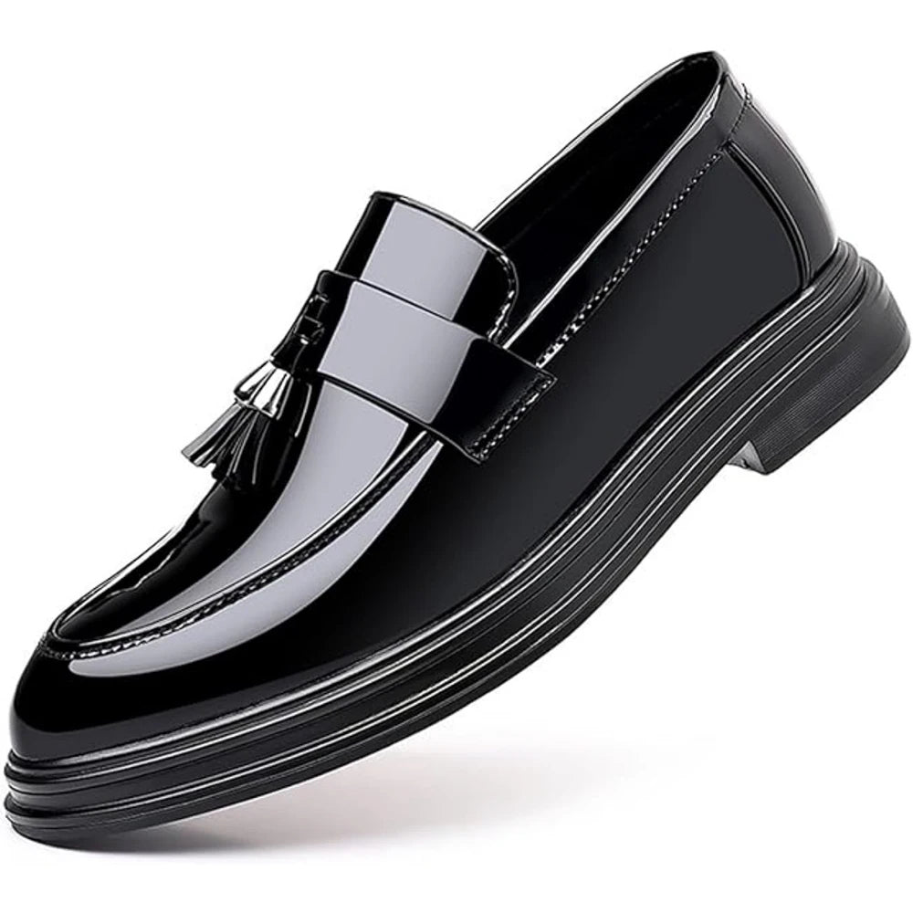 Men's Tassels High Gloss Patent Penny Loafers, Business Casual Oxford Slip On Dress Shoes....48.44% OFF!