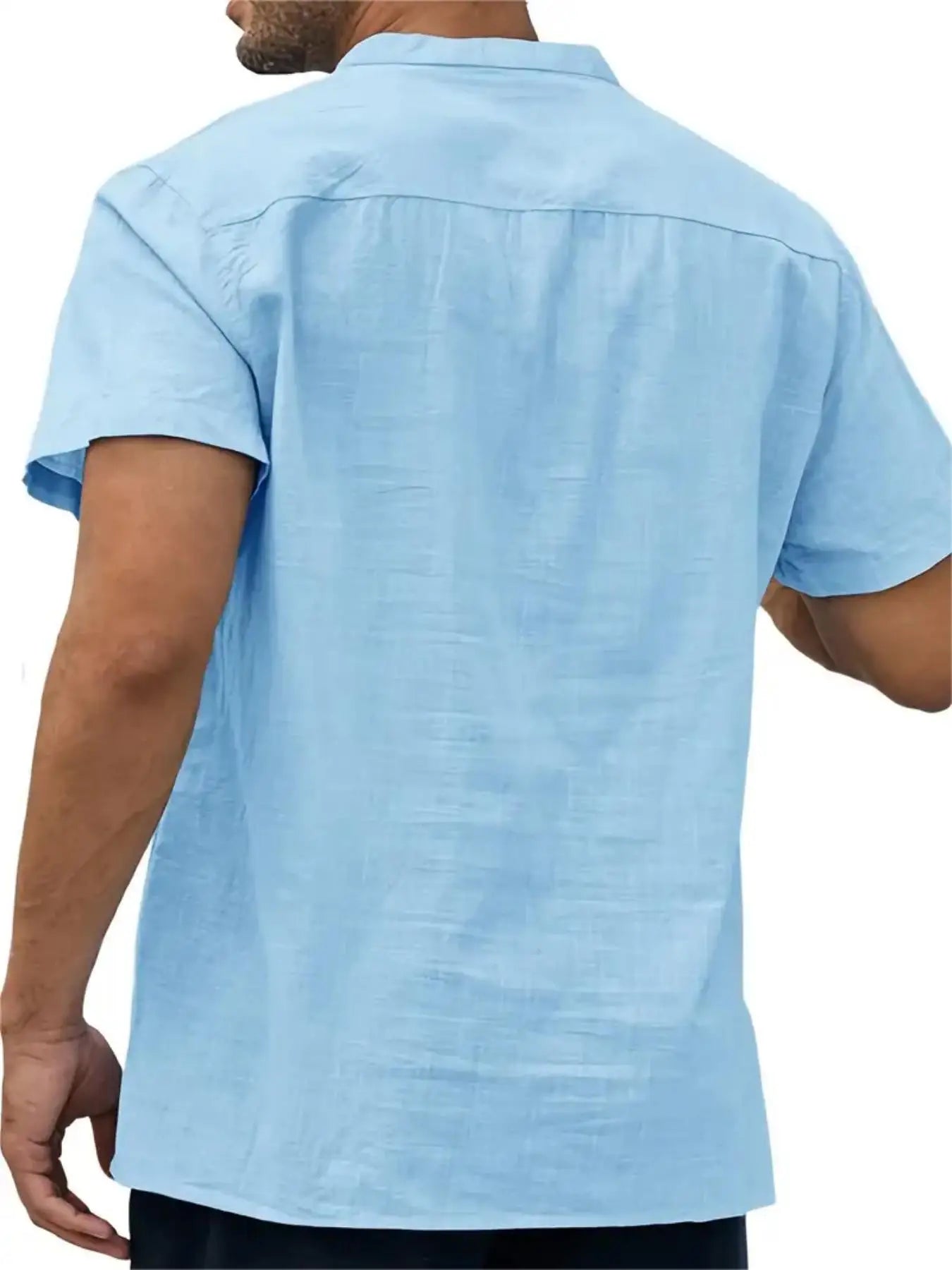 Men's Cotton/Linen Shirt With Pocket, Casual Polo Shirt....20% OFF!