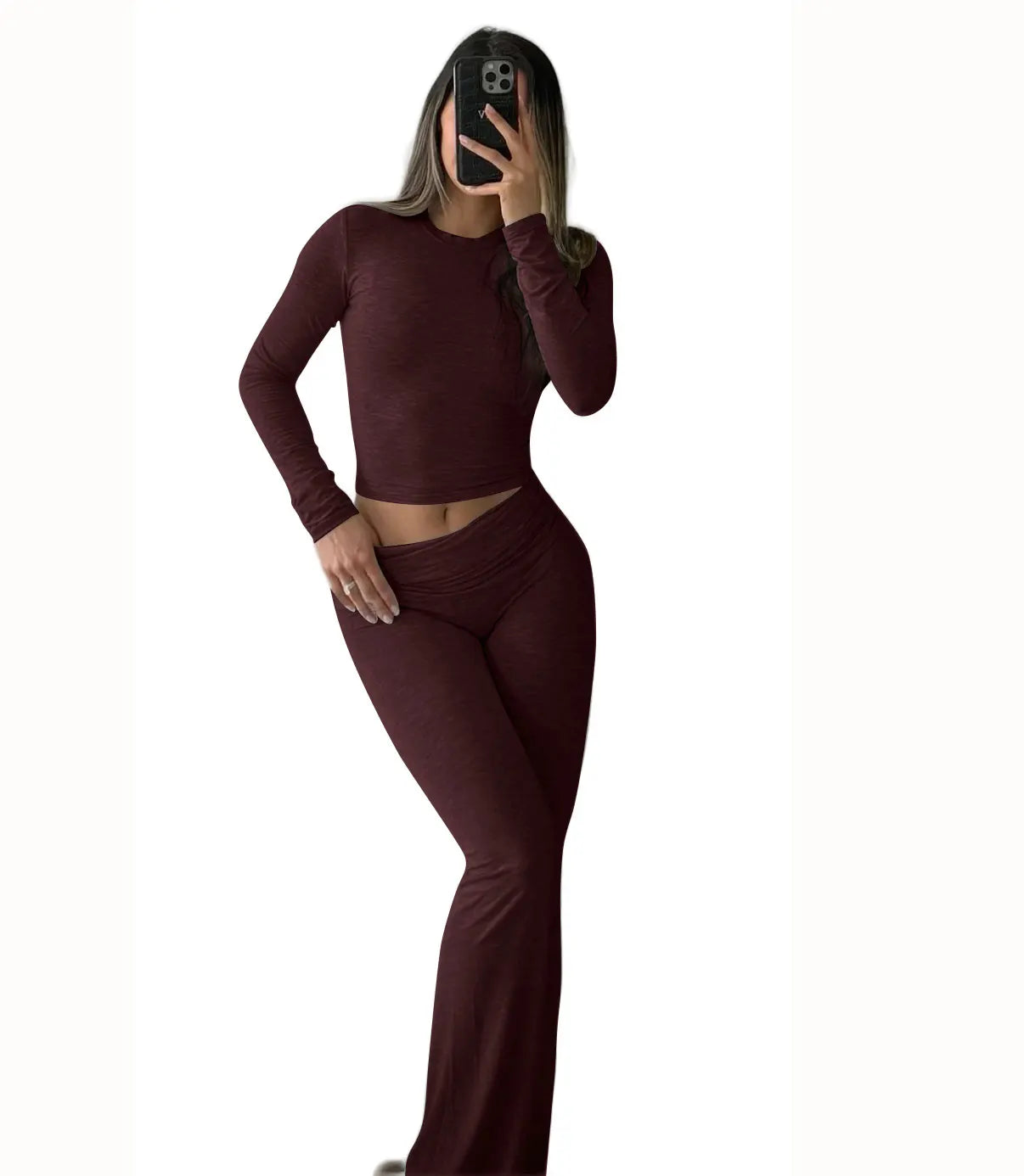 Women's Yoga- Two-Piece Set, Long-Sleeve, Wide-Leg Activewear Set...TRENDING THIS WEEK!