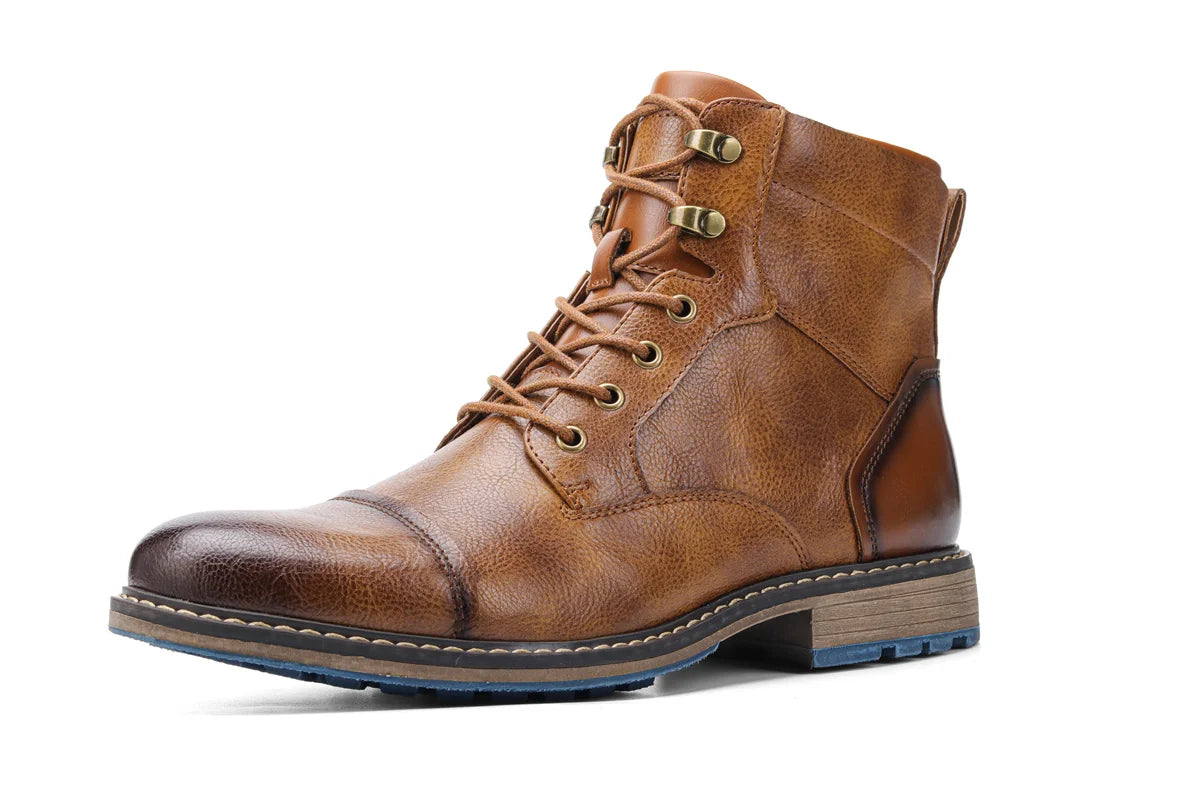 Men's Leather Retro Boots, Ankle High