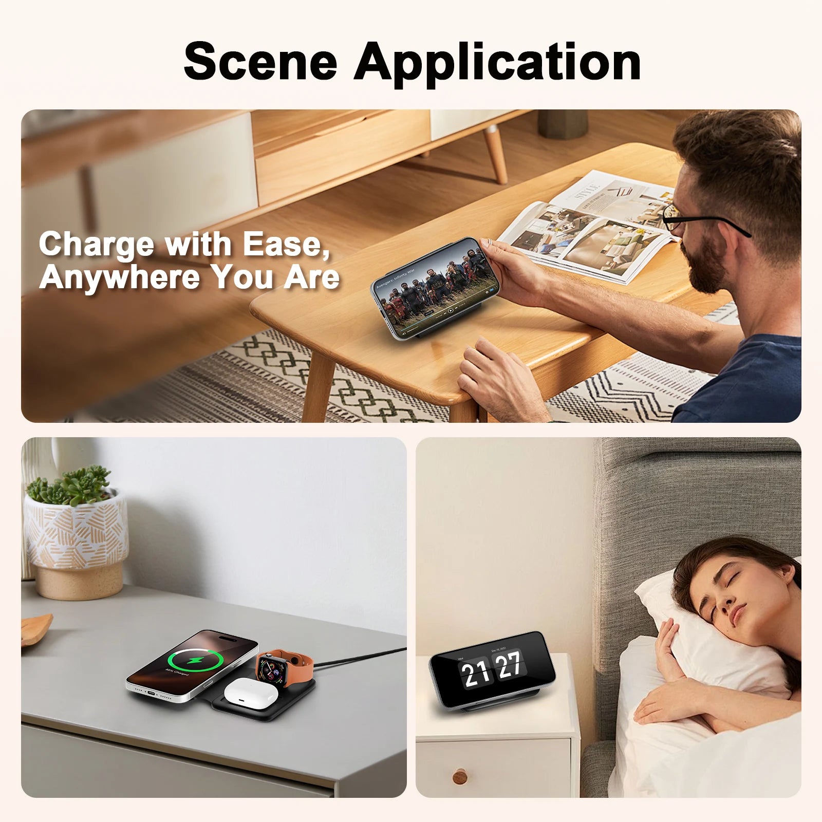 3 In 1 Wireless Charger Station, Magnetic-Foldable, 15W For Apple Devices iPhone 16 15 14 13 12 Pro/Pro Max/Plus/Watch & Air Pod...TRENDING THIS WEEK!