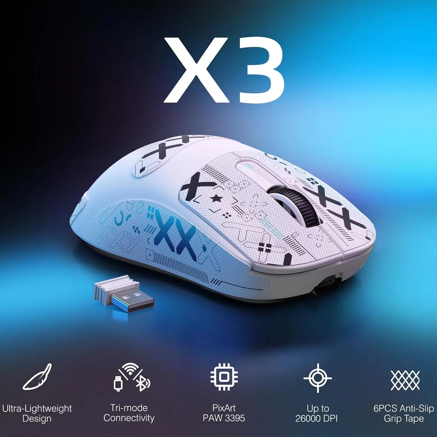 ATTACK SHARK, Bluetooth, Wireless, Rechargeable Gaming Mouse, 49GTri-Mode, PAW3395, 26K DPI Sensor, 200 Hour Battery Life,5 Programmable Buttons....28.89% OFF!