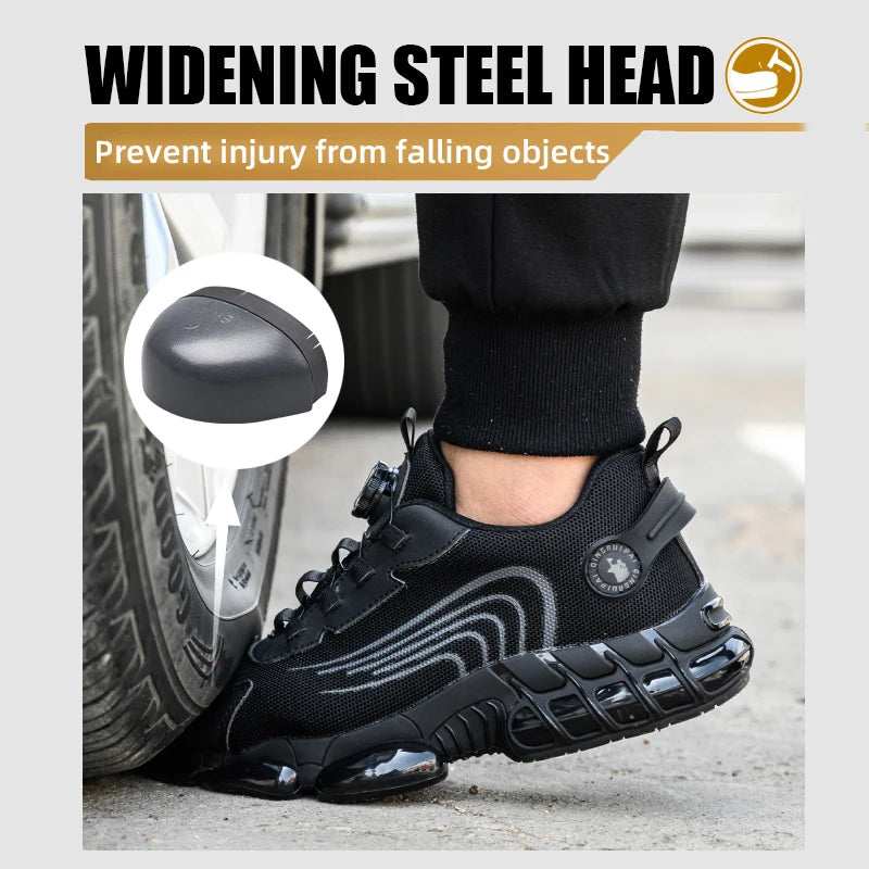 Men's Steel Toe Cap, Non-Lacing, Anti-Impact & Anti-Puncture Casual Work Shoes....50.04% OFF!