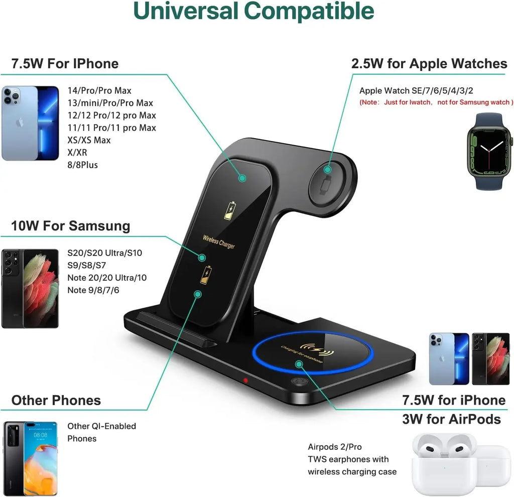 Wireless Charging Stand, 30W- 3 in 1 Fast Wireless Charger Stand, Foldable , Wireless Charging For iPhone 15 14 13 12 11, Apple Watch 9 8 7 6 5, Air Pods Pro. GAINING POPULARITY SINCE 02/07.