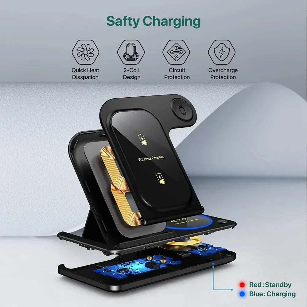 Wireless Charging Stand, 30W- 3 in 1 Fast Wireless Charger Stand, Foldable , Wireless Charging For iPhone 15 14 13 12 11, Apple Watch 9 8 7 6 5, Air Pods Pro. GAINING POPULARITY SINCE 02/07.