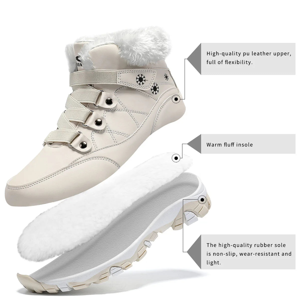 Women's Warm Fur Lined Winter Boots, Comfortable Ankle Booties, Outdoor Hiking Boots.....15% OFF!