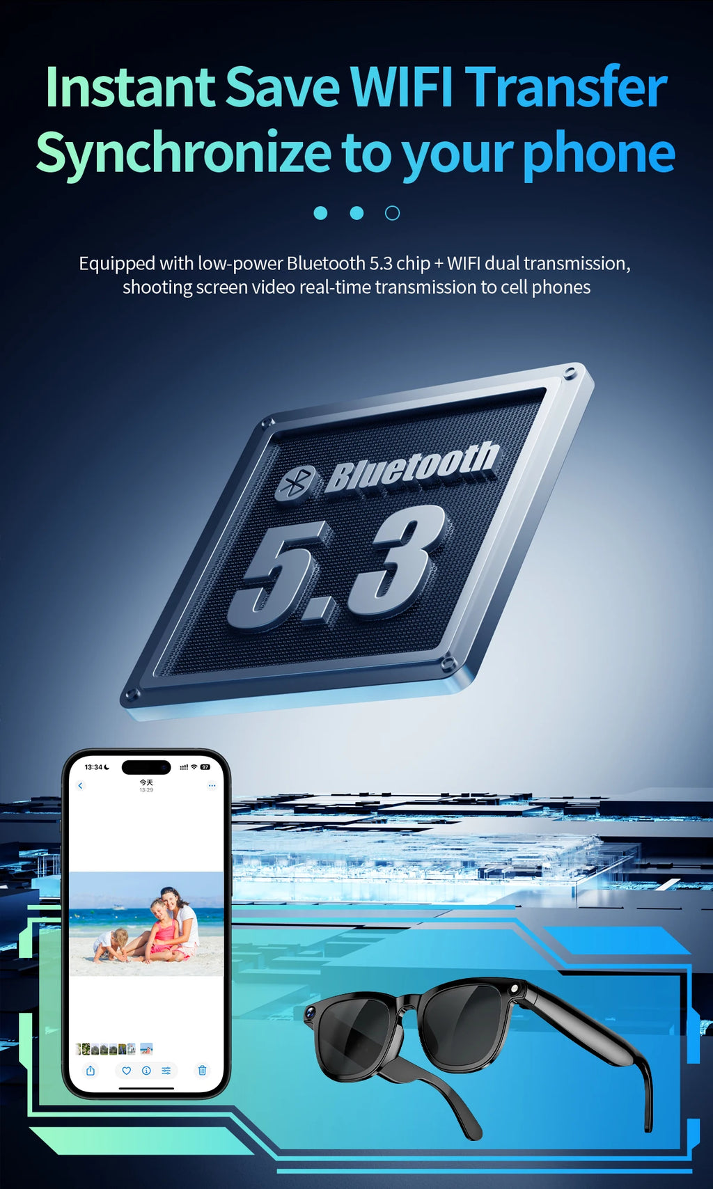 Smart AI Glasses, 2 in 1 4K, 800W Pixel AI Shooting Camera, HD Photo Video, Voice Call Translation, Waterproof, Bluetooth AI Glasses, Make/Receive Calls, Stereo Sound Music....42.83% OFF!