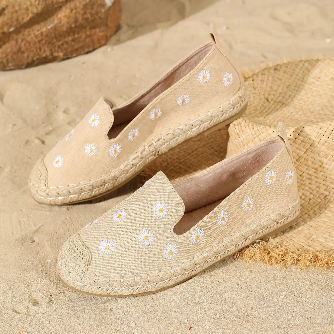 Women's Flats. Round Toe Slip Onn's, Beige Breathable Casual Shoes....20% OFF! TRENDING NOW!