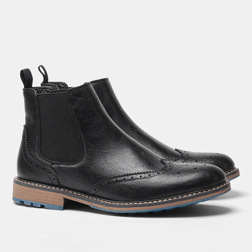 Men's Leather Retro Boots, Ankle High