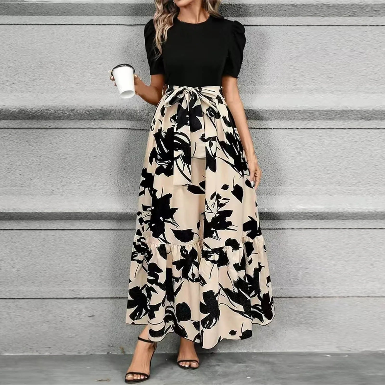 Women's Round Neck Dress, Short Sleeved, Floral Print Dresses.....20% OFF!