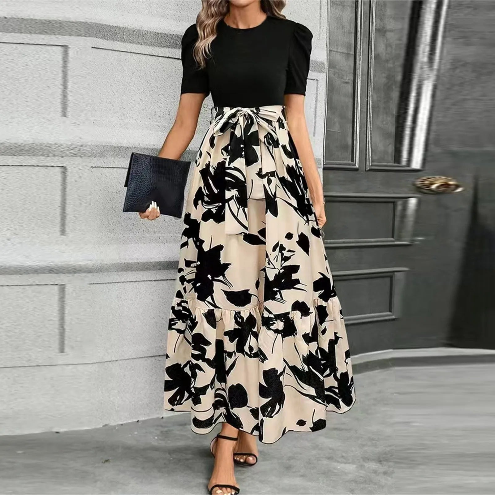 Women's Round Neck Dress, Short Sleeved, Floral Print Dresses.....20% OFF!