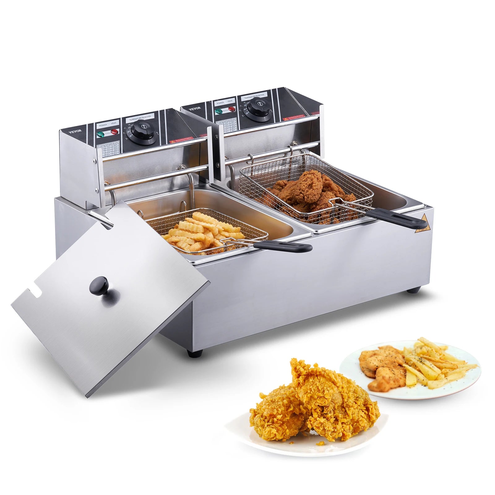 Electric Deep Fryer w/Dual Removable Tanks, 12L, Countertop  Fryer for Chicken, French Fries, Chips, Independent Thermostat Control...58.25% OFF!