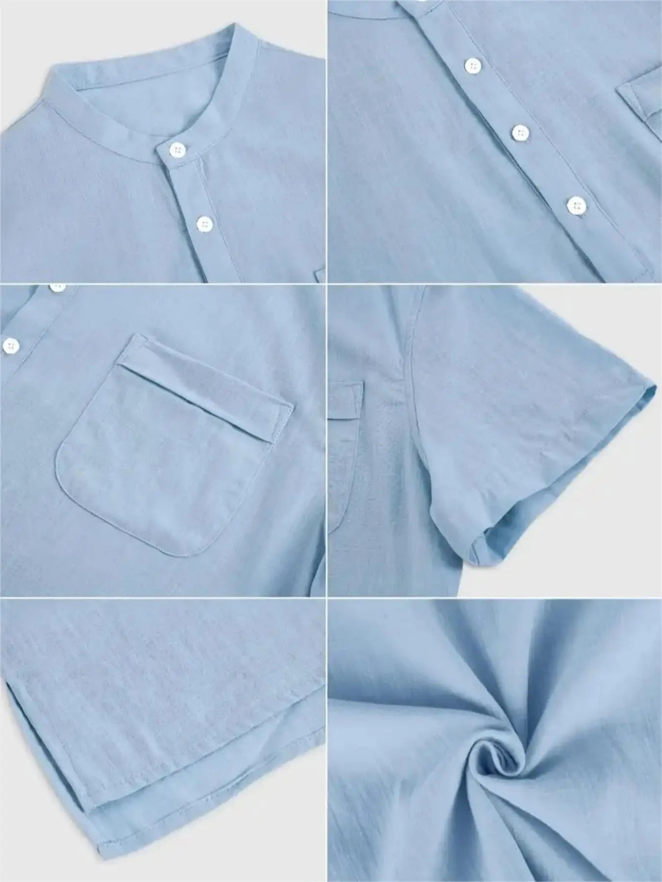 Men's Cotton/Linen Shirt With Pocket, Casual Polo Shirt....20% OFF!