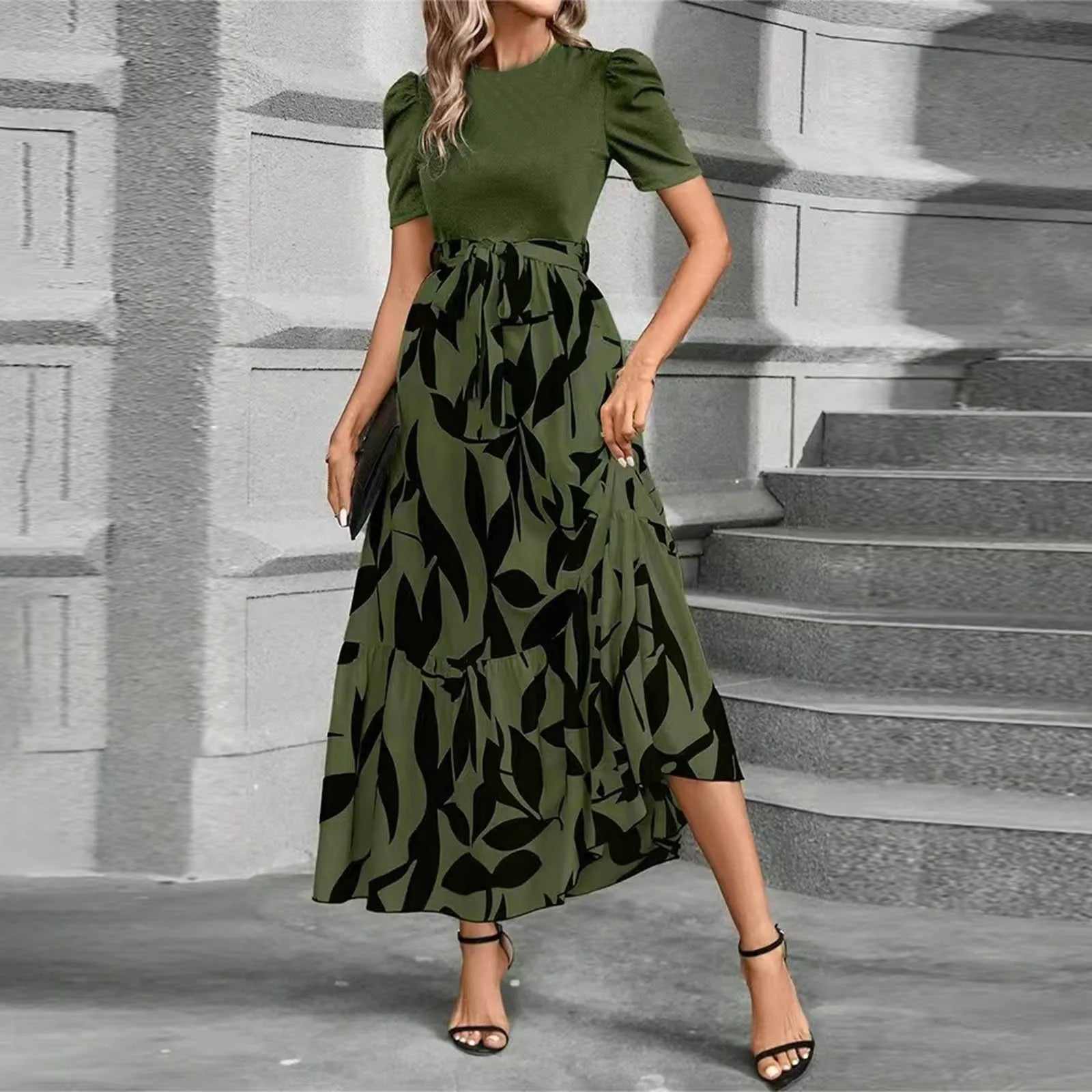 Women's Round Neck Dress, Short Sleeved, Floral Print Dresses.....20% OFF!
