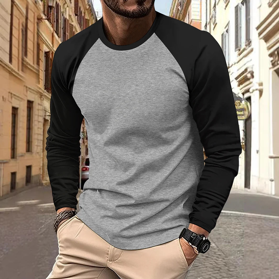 Men's Long Sleeve O-Neck Long Sleeve Casual Shirt.