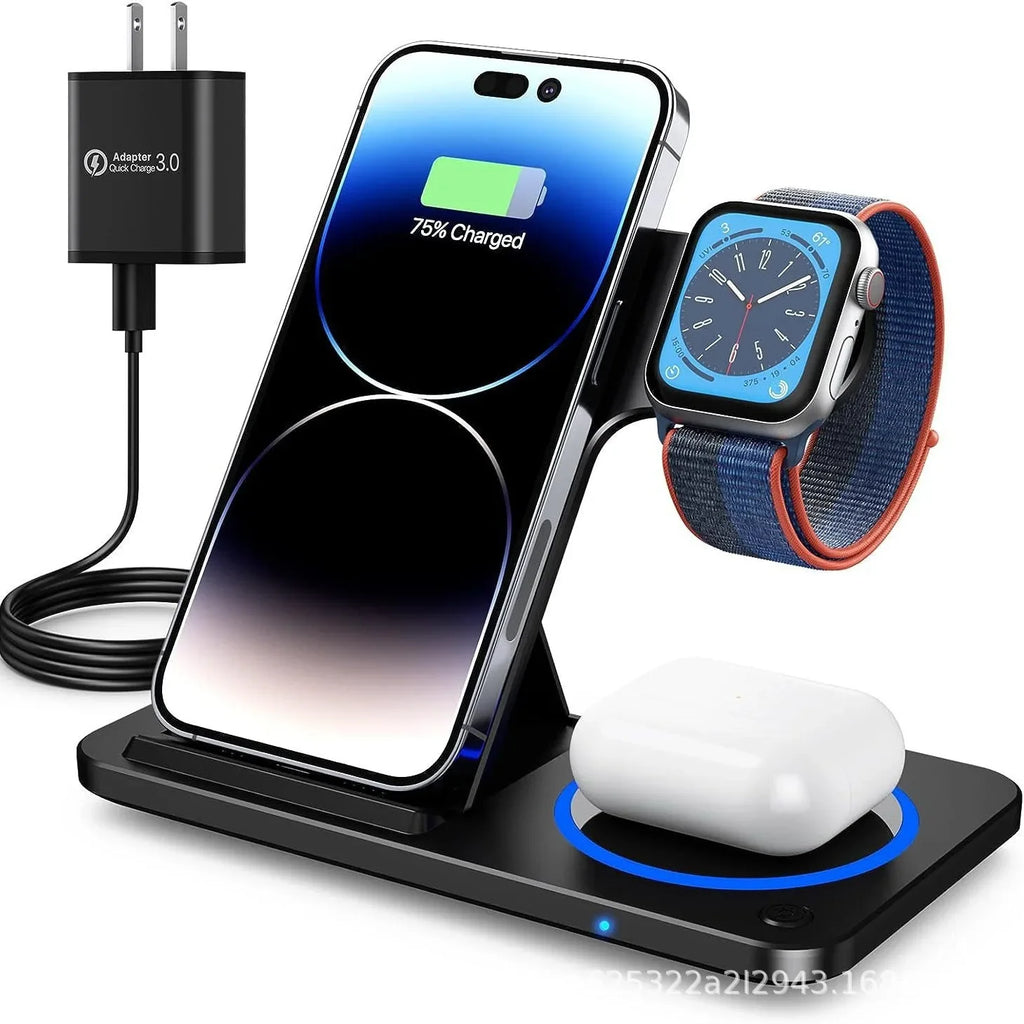 Wireless Charging Stand, 30W- 3 in 1 Fast Wireless Charger Stand, Foldable , Wireless Charging For iPhone 15 14 13 12 11, Apple Watch 9 8 7 6 5, Air Pods Pro. GAINING POPULARITY SINCE 02/07.