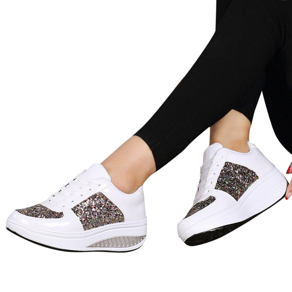 Women's Fashion T-Shoes, Sport Sequins Wedges, Shoe Shake Fashion Running/Walking Sneakers.....20% OFF!