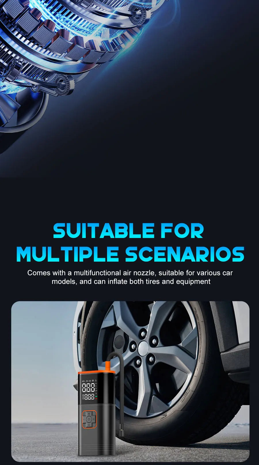 Digital Display Portable Tire Inflater, USB Rechargeable, Air Compressor For Car, Bike, Motorcycle Tires, Balls, Inflatable Toys....23.71% OFF!