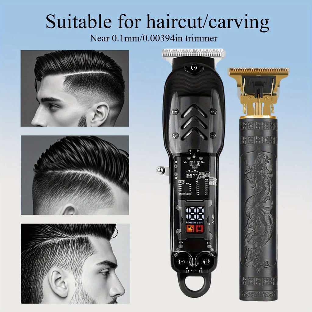 Men's Hair Clipper Kit, 2 Pieces, USB Rechargeable Cordless Beard Trimmer, With LED Display....33.56% OFF. ONLY 9 MORE IN STOCK!