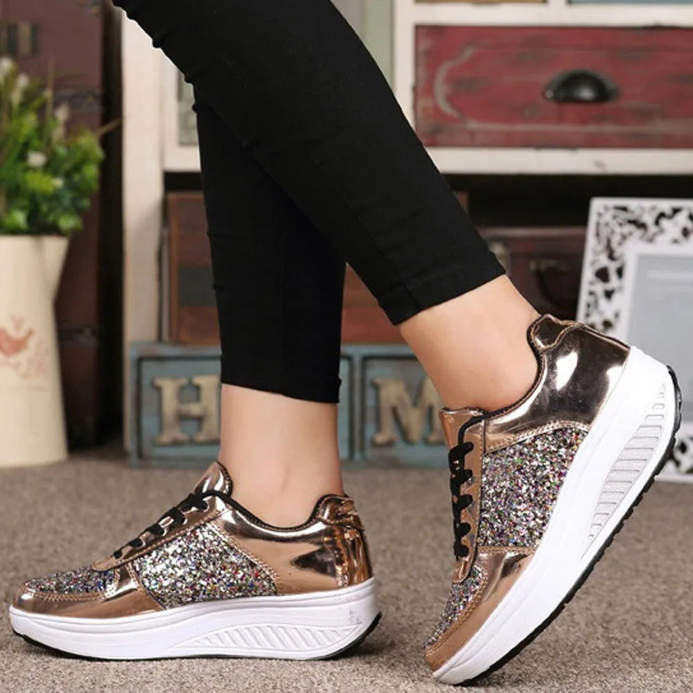 Women's Fashion T-Shoes, Sport Sequins Wedges, Shoe Shake Fashion Running/Walking Sneakers.....20% OFF!