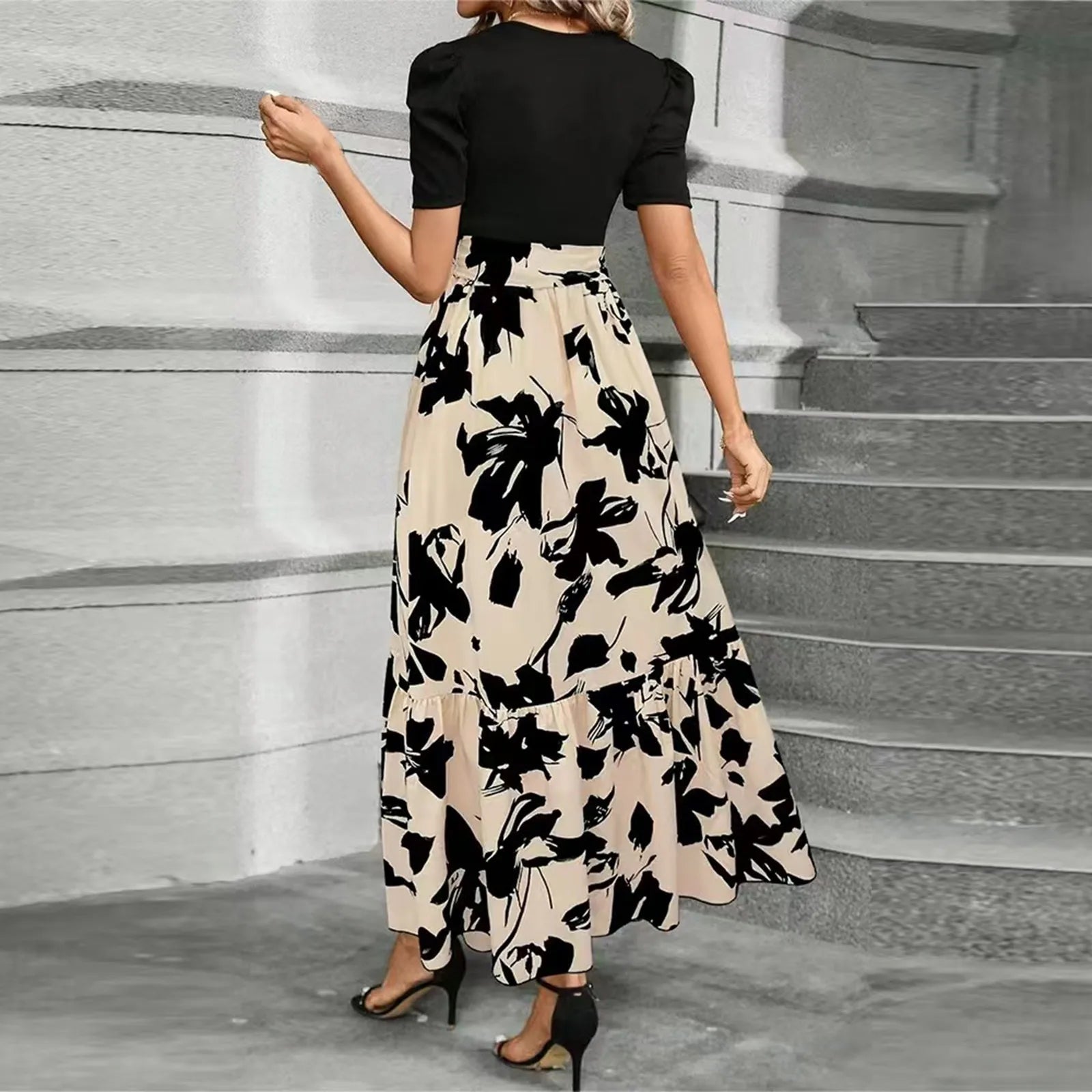 Women's Round Neck Dress, Short Sleeved, Floral Print Dresses.....20% OFF!