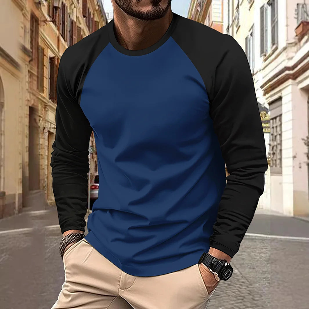 Men's Long Sleeve O-Neck Long Sleeve Casual Shirt.