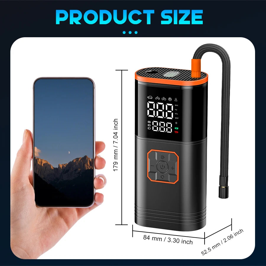 Digital Display Portable Tire Inflater, USB Rechargeable, Air Compressor For Car, Bike, Motorcycle Tires, Balls, Inflatable Toys....23.71% OFF!
