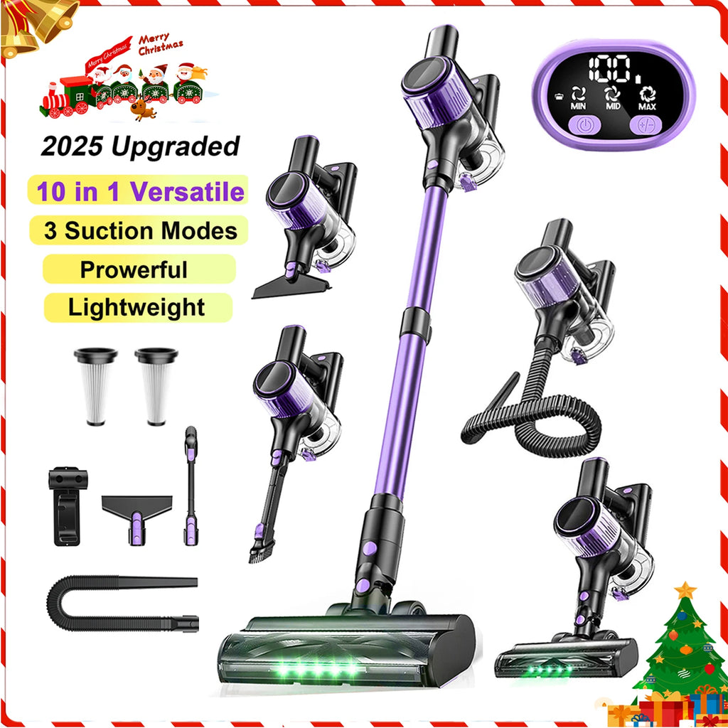Cordless Vacuum Cleaner, 10 In 1 Powerful Stick, Lightweight Vacuum Cleaner, Green LED Search Light & Display, Pet Hair/Hard Floor/Carpet....57.08% OFF!
