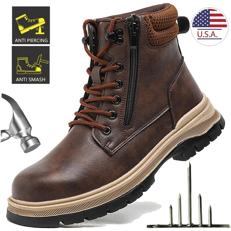Men's Waterproof Safety Boots, Steel Toe Work Boots, Anti-Smash-Stab-Resistant Safety Boots.....20% OFF! TRENDING NOW!