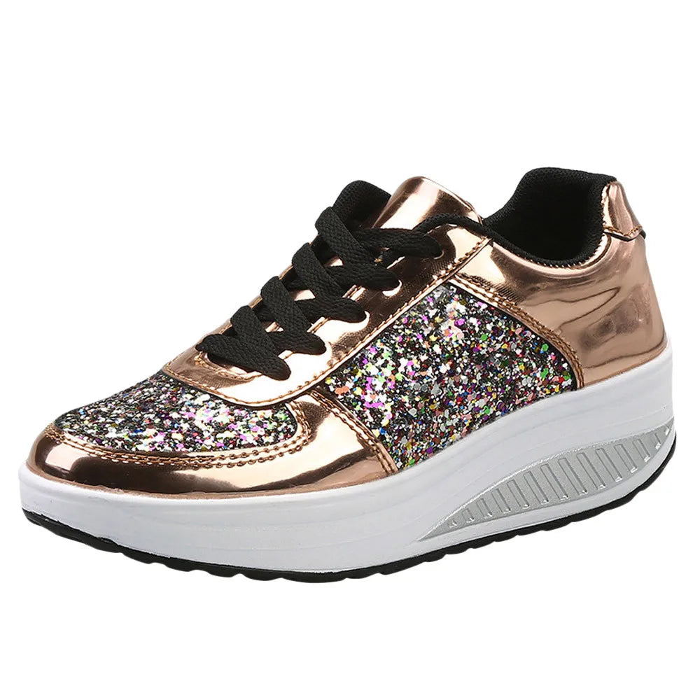 Women's Fashion T-Shoes, Sport Sequins Wedges, Shoe Shake Fashion Running/Walking Sneakers.....20% OFF!