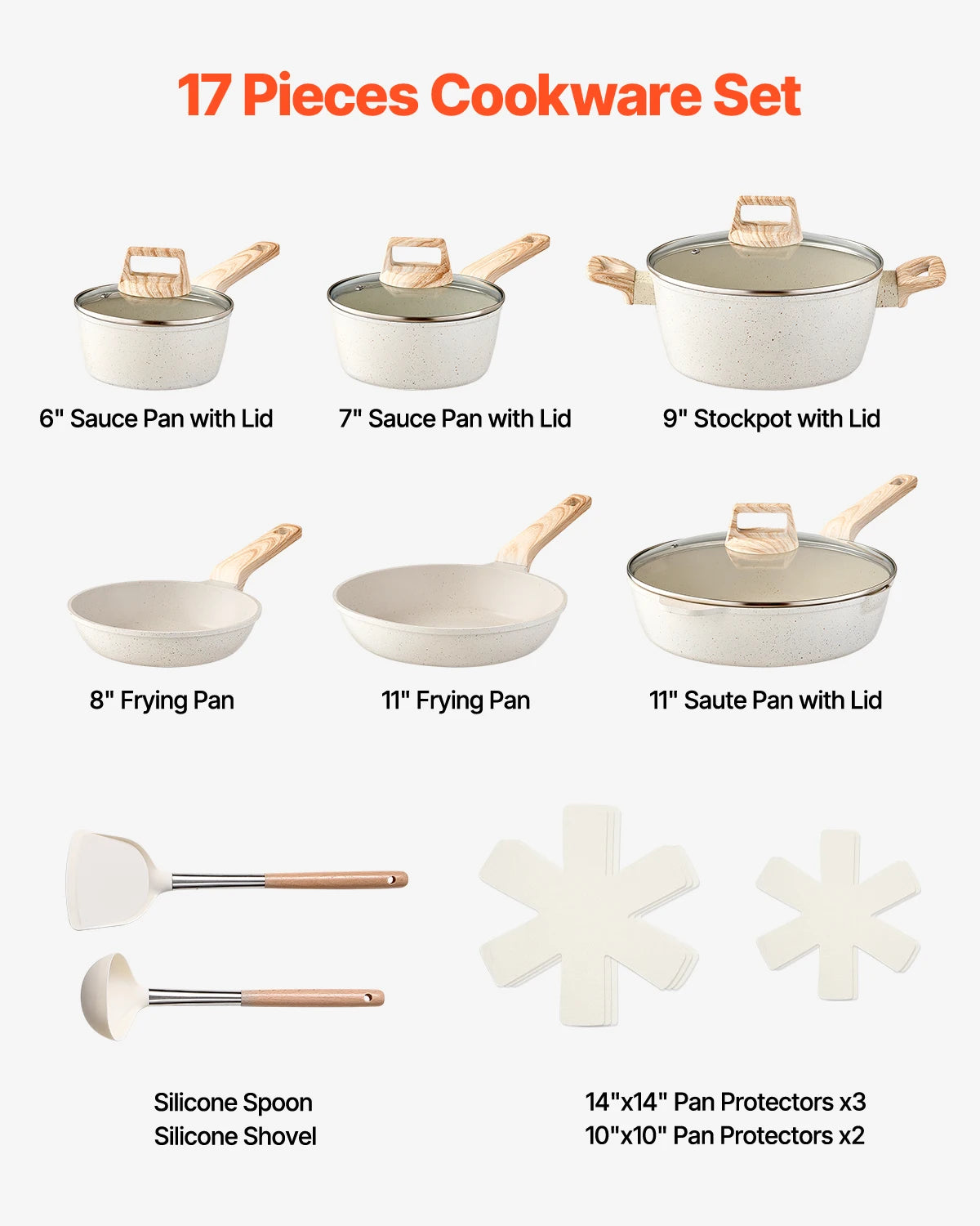 Pot's/Pan's, 17 Piece Set- Granite Nonstick Cookware....30% OFF! TRENDING NOW!
