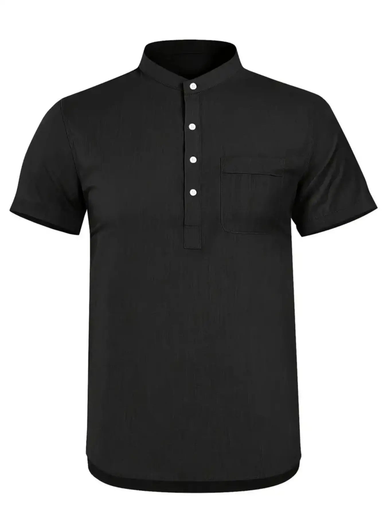 Men's Cotton/Linen Shirt With Pocket, Casual Polo Shirt....20% OFF!