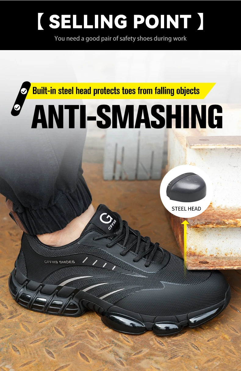 Men's Breathable, Lightweight & Comfortable, Anti-Smash & Anti-Puncture Safety Shoes....53.37% OFF!